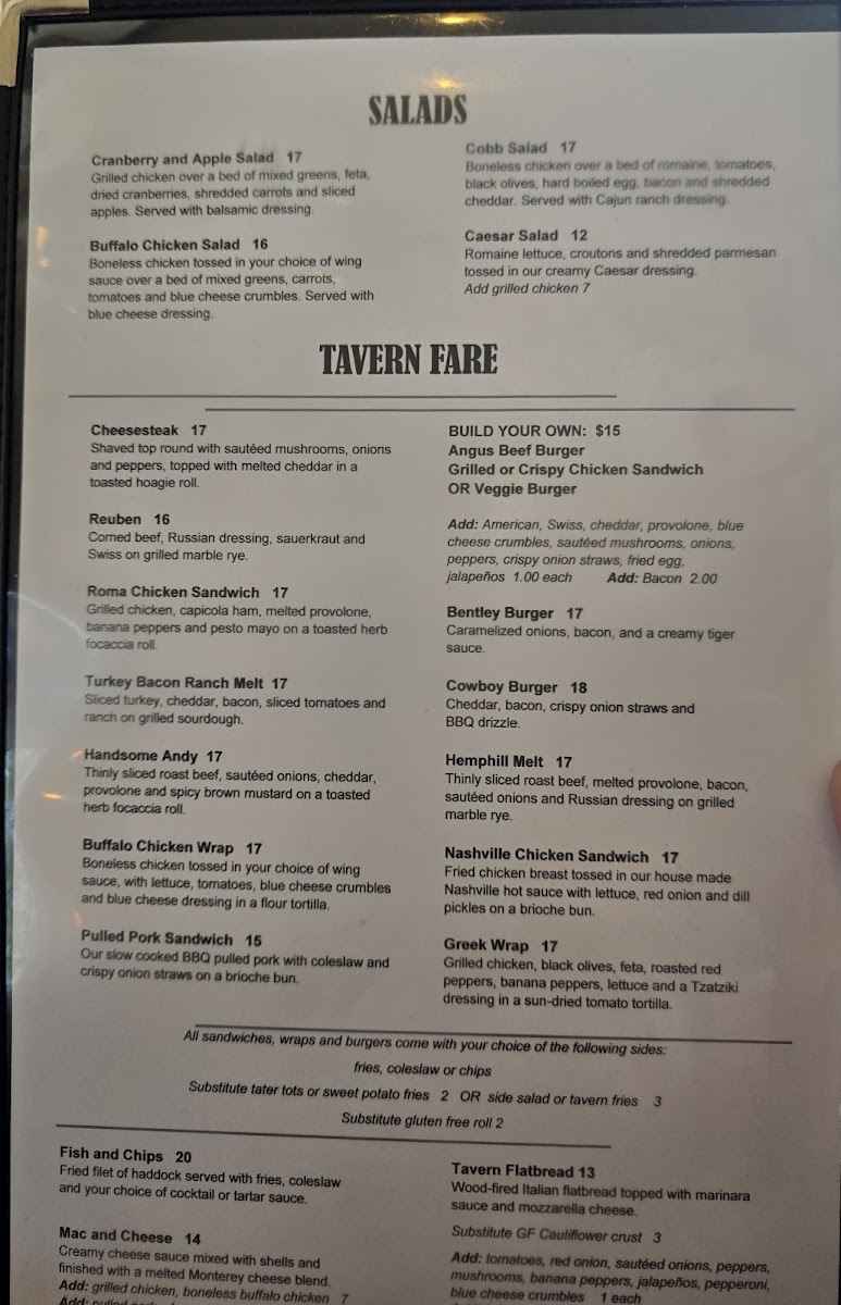 Bentley's Tavern Menu - Image 3