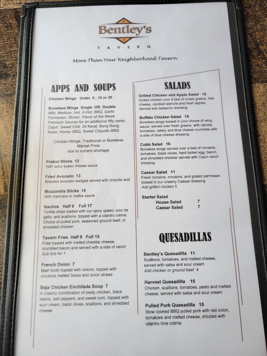 Bentley's Tavern Menu - Image 5