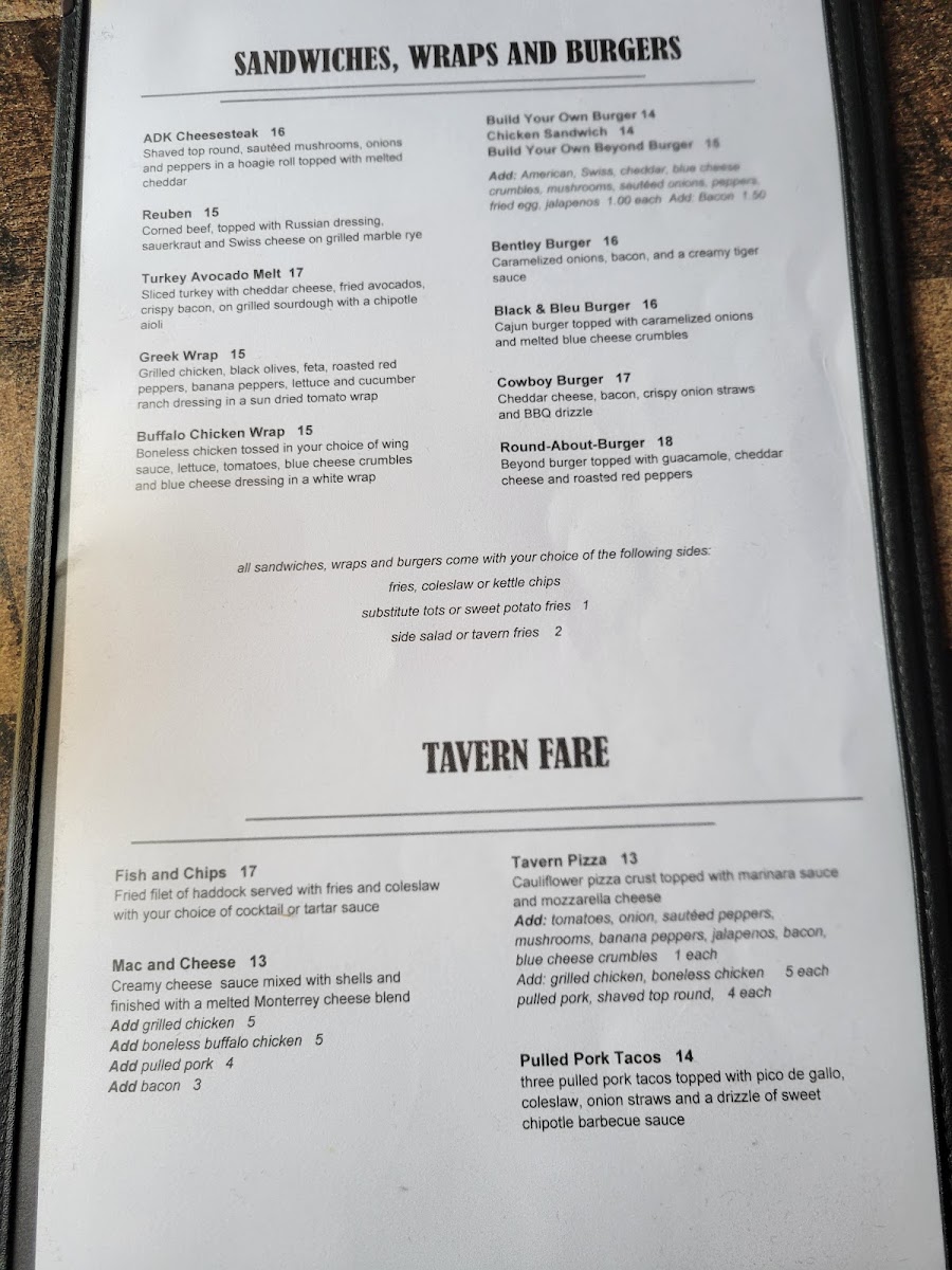 Bentley's Tavern Menu - Image 6